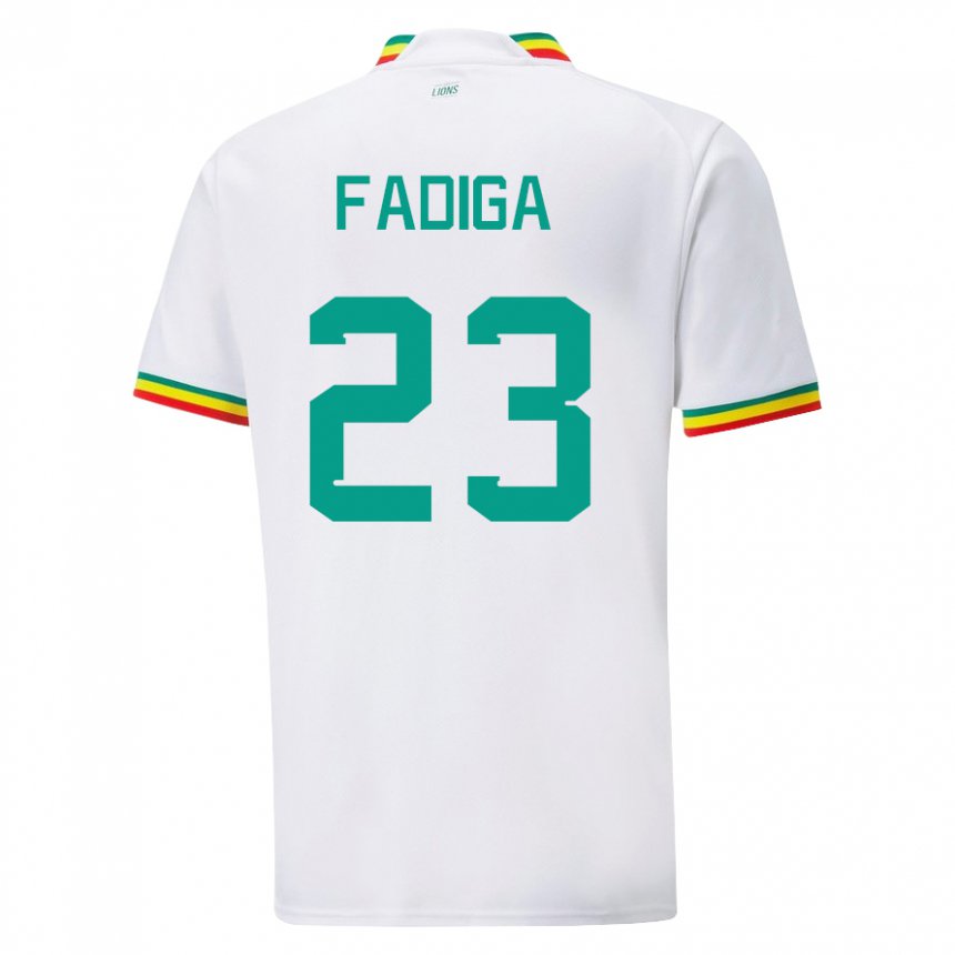 Niño Camiseta Senegal Noah Fadiga #23 Blanco 1ª Equipación 22-24 La Camisa Argentina