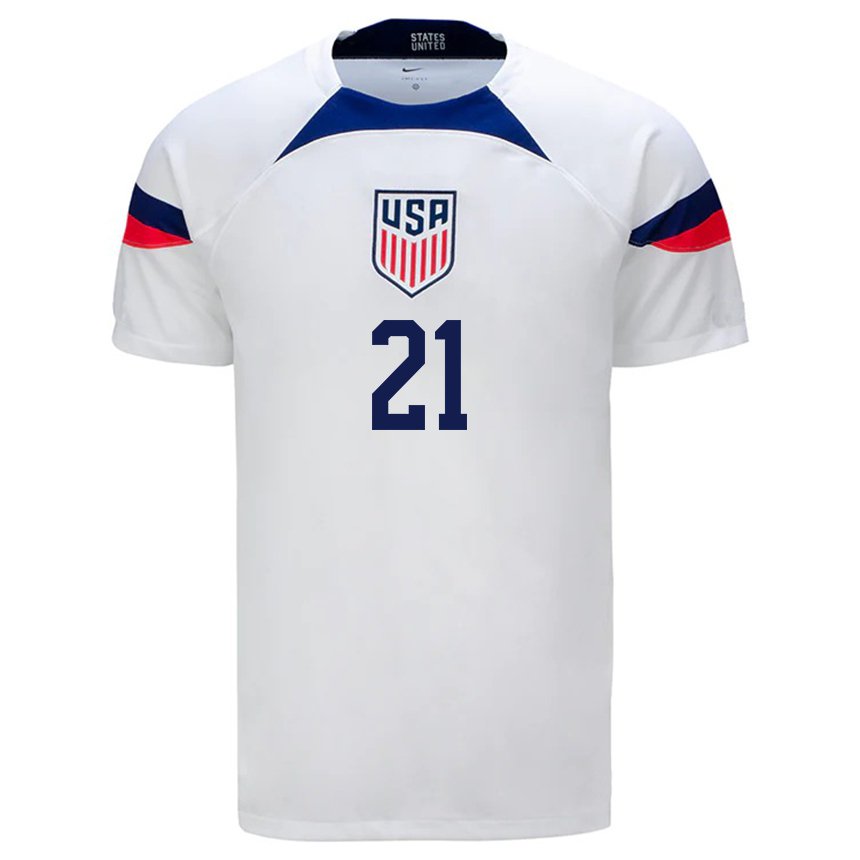 Camiseta Estados Unidos Timothy Weah Blanco 1ª Equipación 22-24 Camisa Argentina