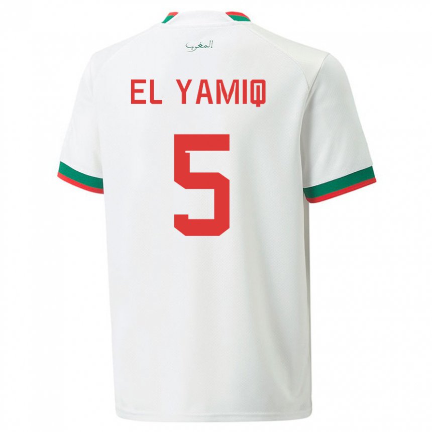 Niño Camiseta Marruecos Jawad El Yamiq #5 Blanco 2ª Equipación 22-24 La Camisa Argentina