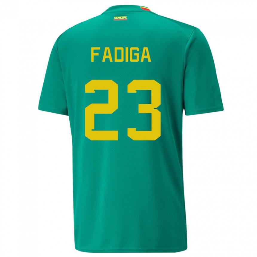 Niño Camiseta Senegal Noah Fadiga #23 Verde 2ª Equipación 22-24 La Camisa Argentina