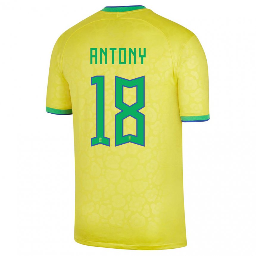 Hombre Camiseta Brasil Antony #18 Amarillo 1ª 22-24 La