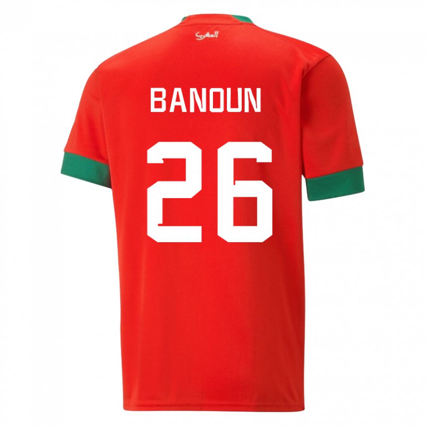 Hombre Camiseta Marruecos Badr Banoun #26 Rojo 1ª Equipación 22-24 La Camisa Argentina
