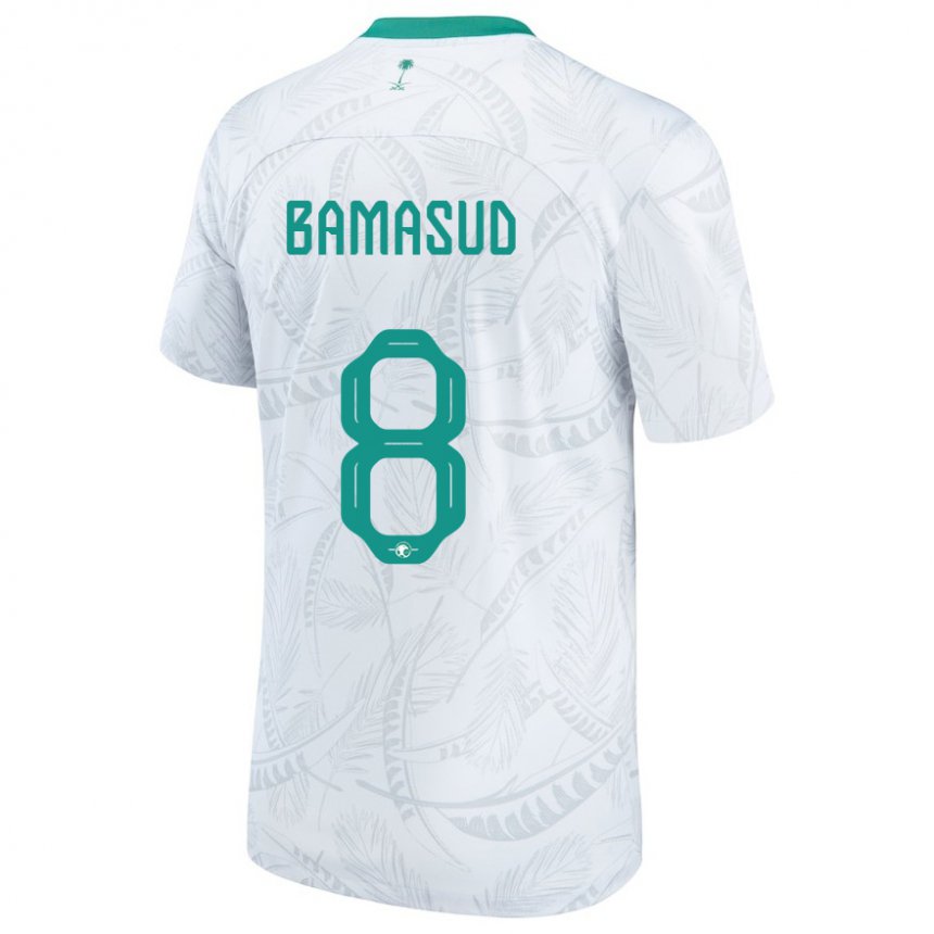 Hombre Camiseta Arabia Saudita Ahmed Bamasud #8 Blanco 1ª Equipación 22-24 La Camisa Argentina