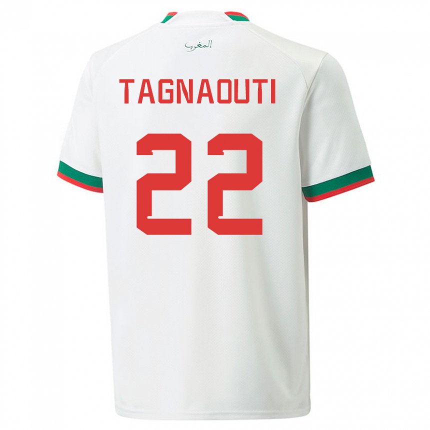 Hombre Camiseta Marruecos Ahmed Reda Tagnaouti #22 Blanco 2ª Equipación 22-24 La Camisa Argentina