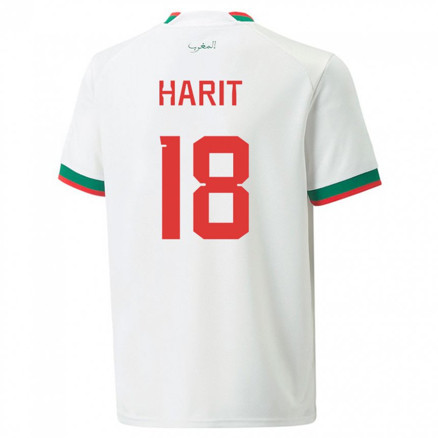 Hombre Camiseta Marruecos Amine Harit #18 Blanco 2ª Equipación 22-24 La Camisa Argentina
