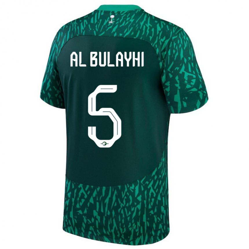 Hombre Camiseta Arabia Saudita Ali Al Bulayhi #5 Verde Oscuro 2ª Equipación 22-24 La Camisa Argentina