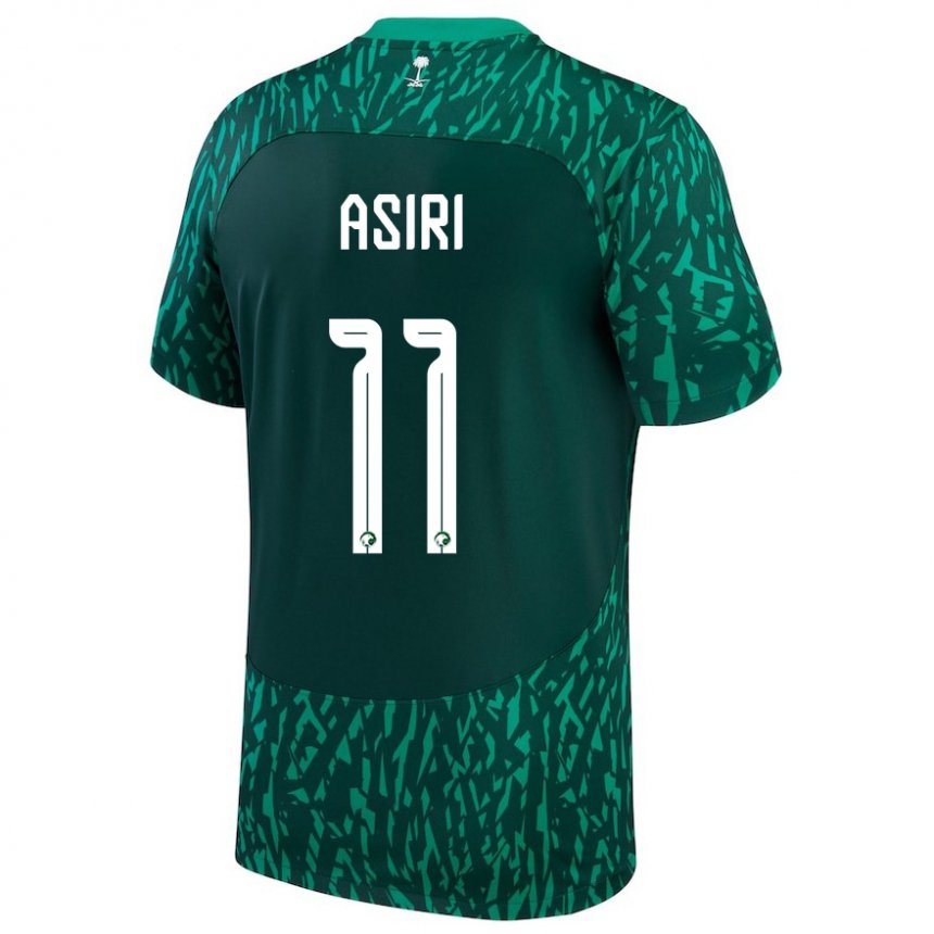 Hombre Camiseta Arabia Saudita Haitham Asiri #11 Verde Oscuro 2ª Equipación 22-24 La Camisa Argentina