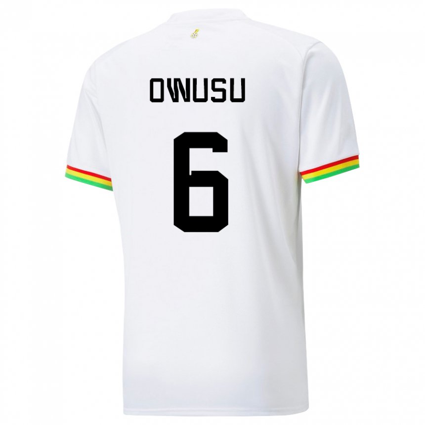 Mujer Camiseta Ghana Elisha Owusu #6 Blanco 1ª Equipación 22-24 La Camisa Argentina
