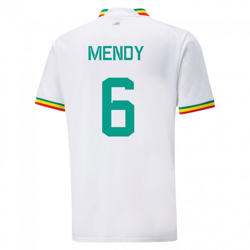 Mujer Camiseta Senegal Nampalys Mendy #6 Blanco 1ª Equipación 22-24 La Camisa Argentina