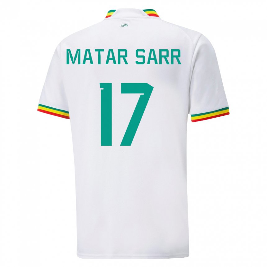 Mujer Camiseta Senegal Pape Matar Sarr #17 Blanco 1ª Equipación 22-24 La Camisa Argentina