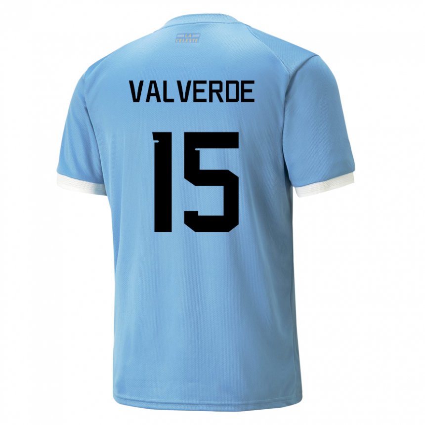 Mujer Camiseta Uruguay Federico Valverde #15 Azul 1ª Equipación 22-24 La Camisa Argentina