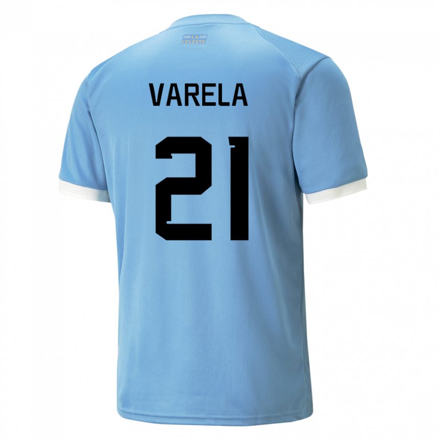 Mujer Camiseta Uruguay Gullermo Varela #21 Azul 1ª Equipación 22-24 La Camisa Argentina