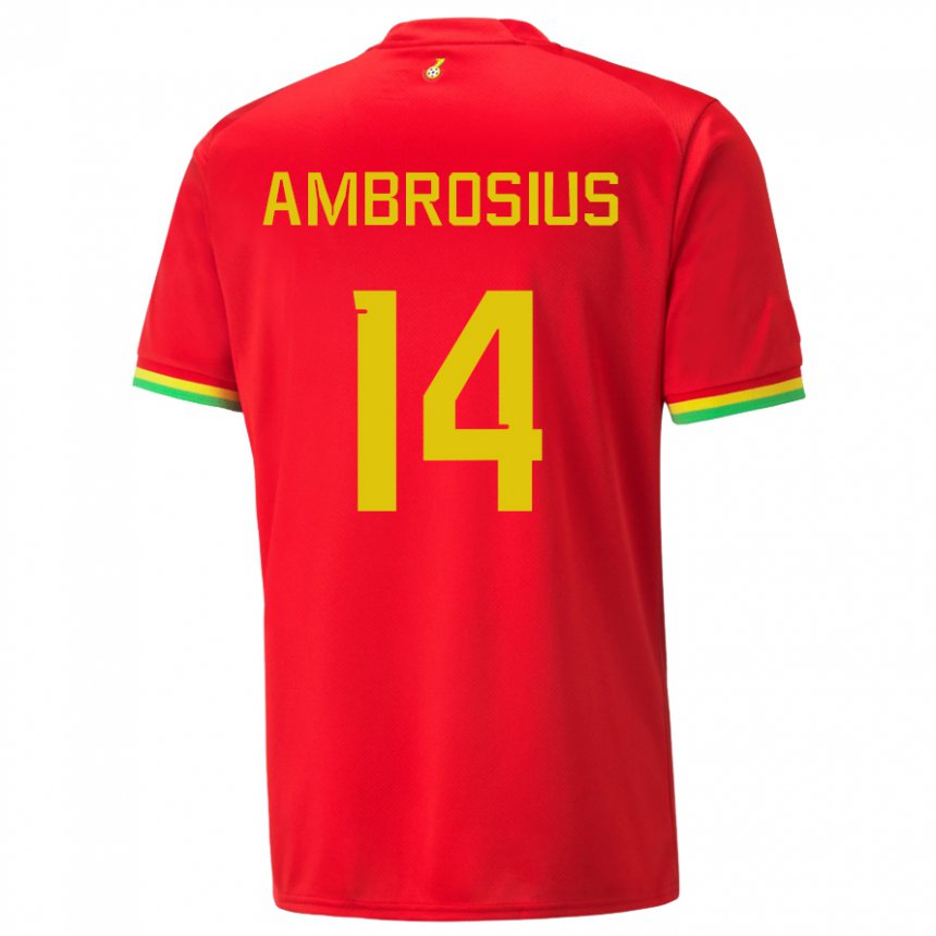 Mujer Camiseta Ghana Stephan Ambrosius #14 Rojo 2ª Equipación 22-24 La Camisa Argentina