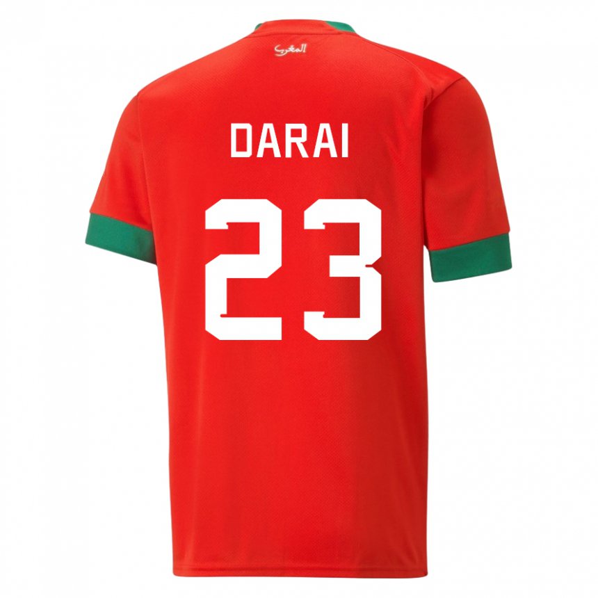 Niño Camiseta Marruecos Hamza Darai #23 Rojo 1ª Equipación 22-24 La Camisa Argentina