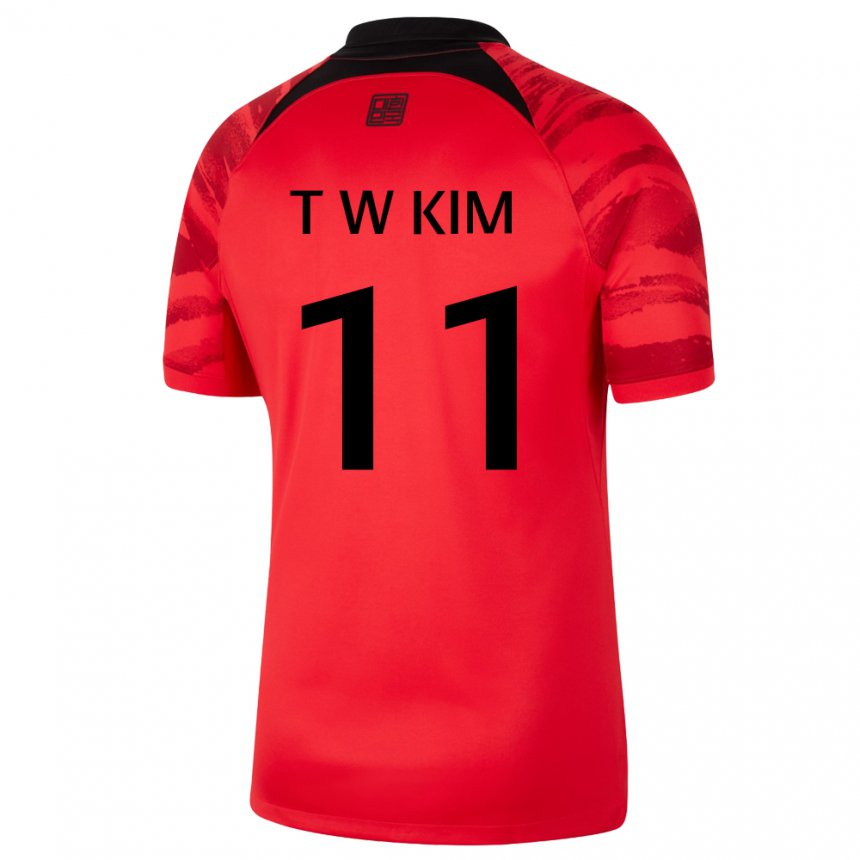 Niño Camiseta Corea Del Sur Kim Tae Wook #11 Negro Rojo 1ª Equipación 22-24 La Camisa Argentina