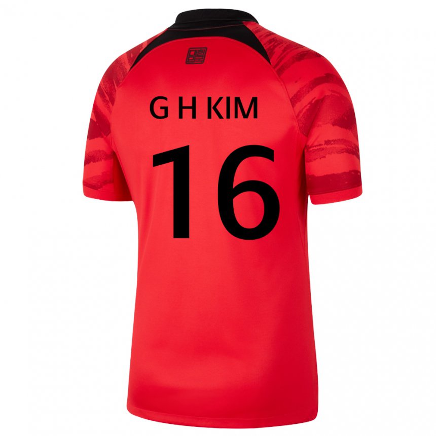 Niño Camiseta Corea Del Sur Kim Gyeong Hwan #16 Negro Rojo 1ª Equipación 22-24 La Camisa Argentina