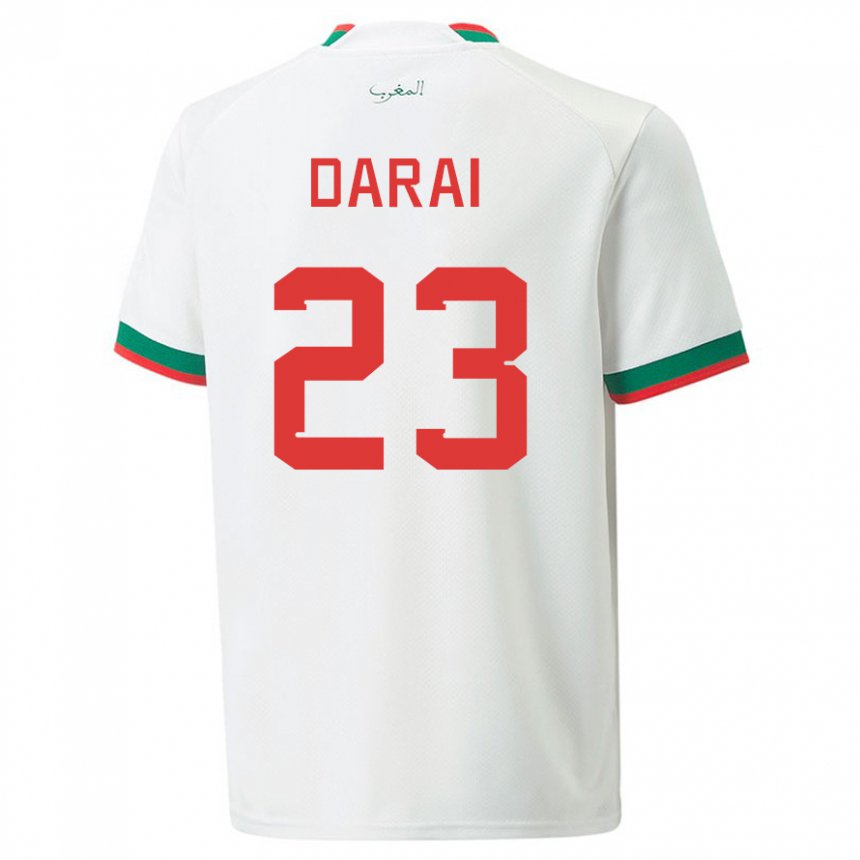 Niño Camiseta Marruecos Hamza Darai #23 Blanco 2ª Equipación 22-24 La Camisa Argentina