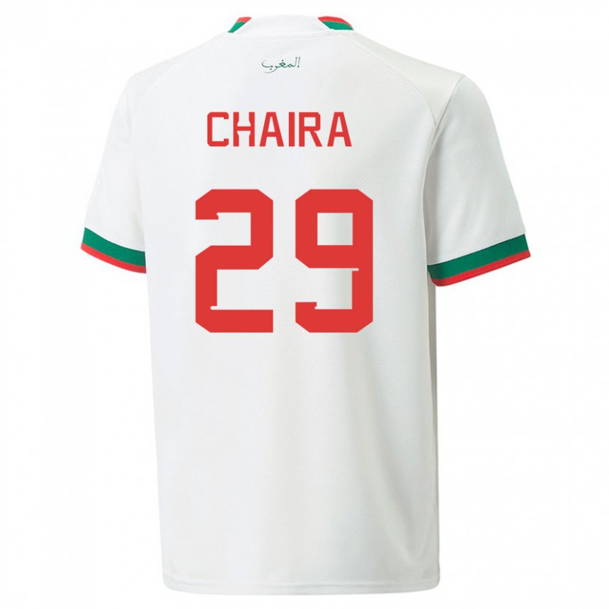 Niño Camiseta Marruecos Ilyas Chaira #29 Blanco 2ª Equipación 22-24 La Camisa Argentina