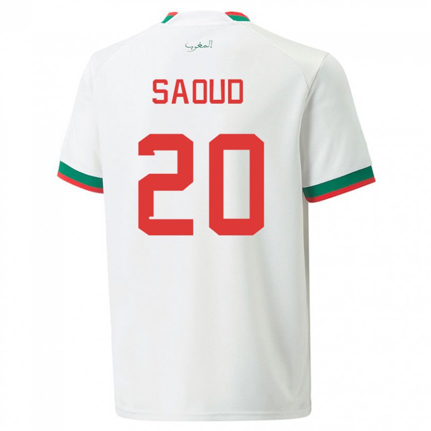 Niño Camiseta Marruecos Imane Saoud #20 Blanco 2ª Equipación 22-24 La Camisa Argentina