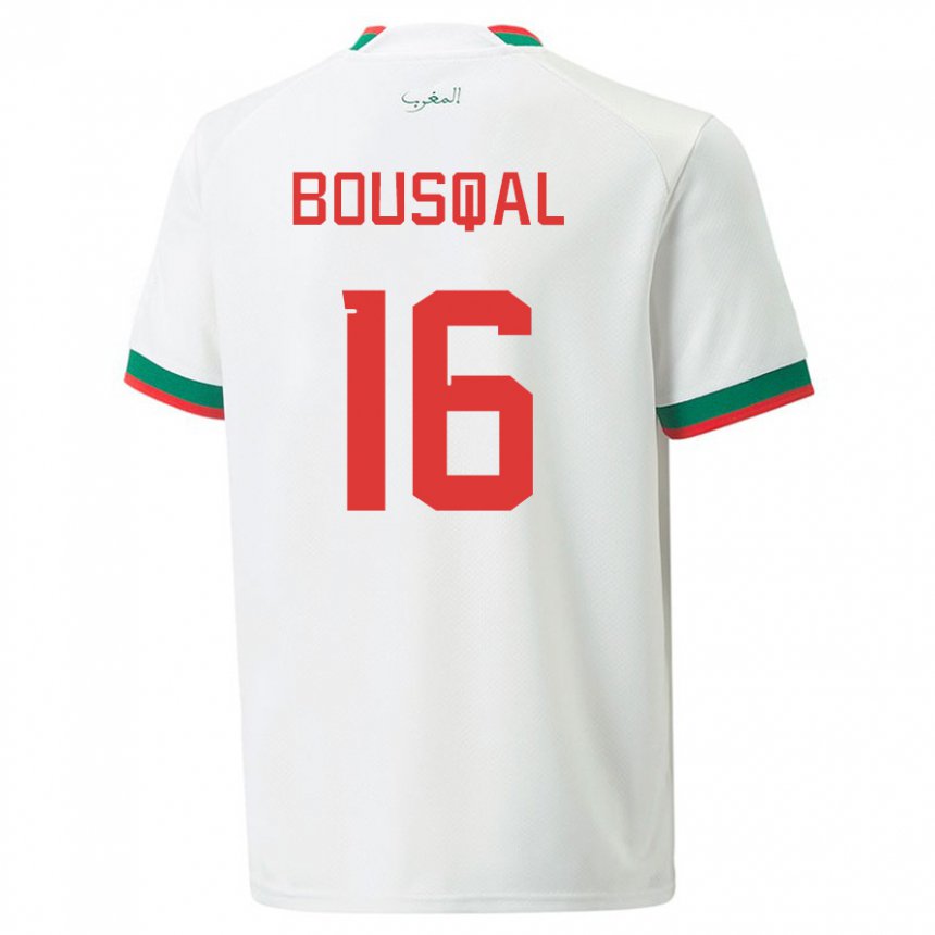 Niño Camiseta Marruecos Hamza Bousqal #16 Blanco 2ª Equipación 22-24 La Camisa Argentina