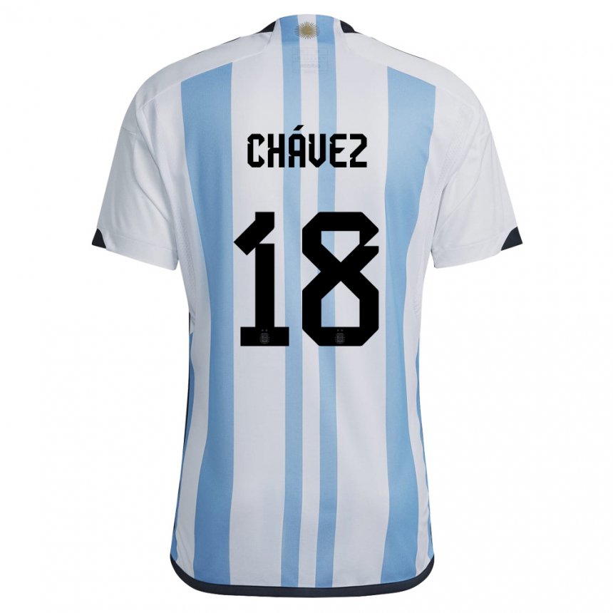 Hombre Camiseta Argentina Gabriela #18 Blanco Cielo Azul 1ª Equipación 22-24 La Camisa Argentina