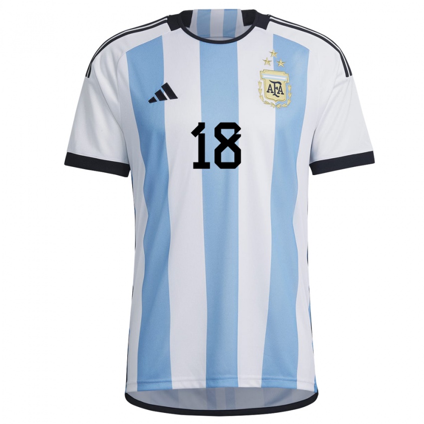 Hombre Camiseta Argentina Gabriela #18 Blanco Cielo Azul 1ª Equipación 22-24 La Camisa Argentina