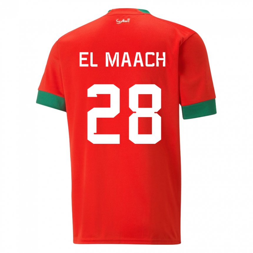 Hombre Camiseta Marruecos Fouad El Maach #28 Rojo 1ª Equipación 22-24 La Camisa Argentina