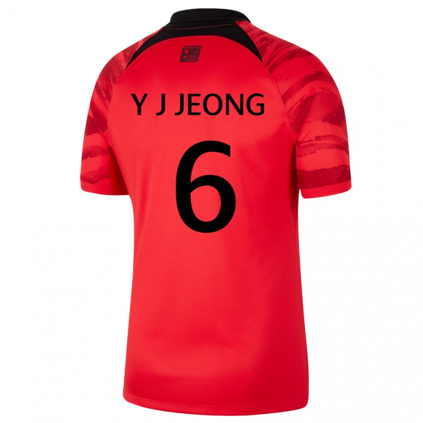 Hombre Camiseta Corea Del Sur Jeong Yu Jin #6 Negro Rojo 1ª Equipación 22-24 La Camisa Argentina