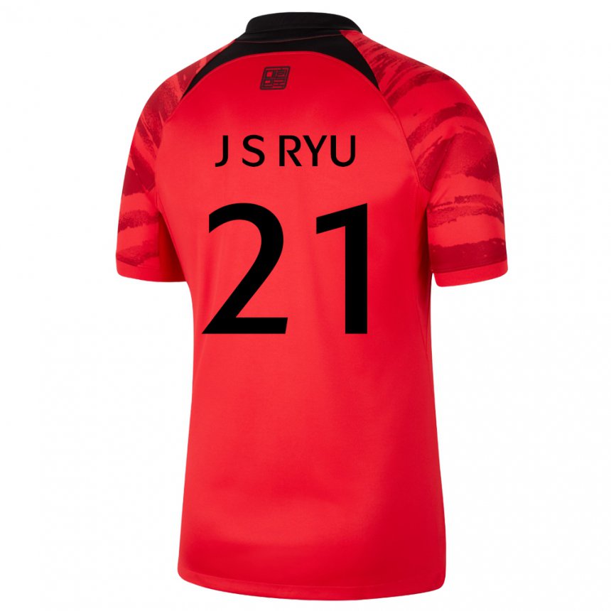 Hombre Camiseta Corea Del Sur Ryu Ji Soo #21 Negro Rojo 1ª Equipación 22-24 La Camisa Argentina
