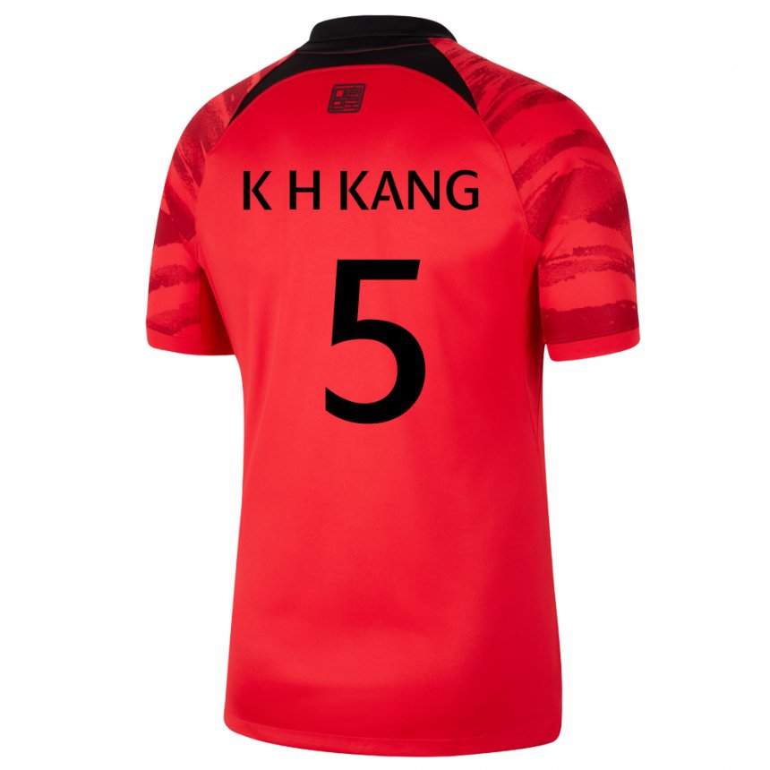 Hombre Camiseta Corea Del Sur Kang Kyo Hun #5 Negro Rojo 1ª Equipación 22-24 La Camisa Argentina