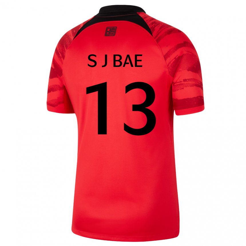 Hombre Camiseta Corea Del Sur Bae Seo Joon #13 Negro Rojo 1ª Equipación 22-24 La Camisa Argentina