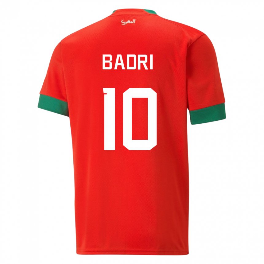 Hombre Camiseta Marruecos Najat Badri #10 Rojo 1ª Equipación 22-24 La Camisa Argentina
