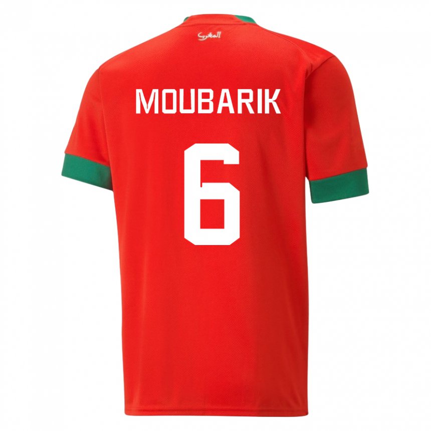 Hombre Camiseta Marruecos El Mehdi Moubarik #6 Rojo 1ª Equipación 22-24 La Camisa Argentina