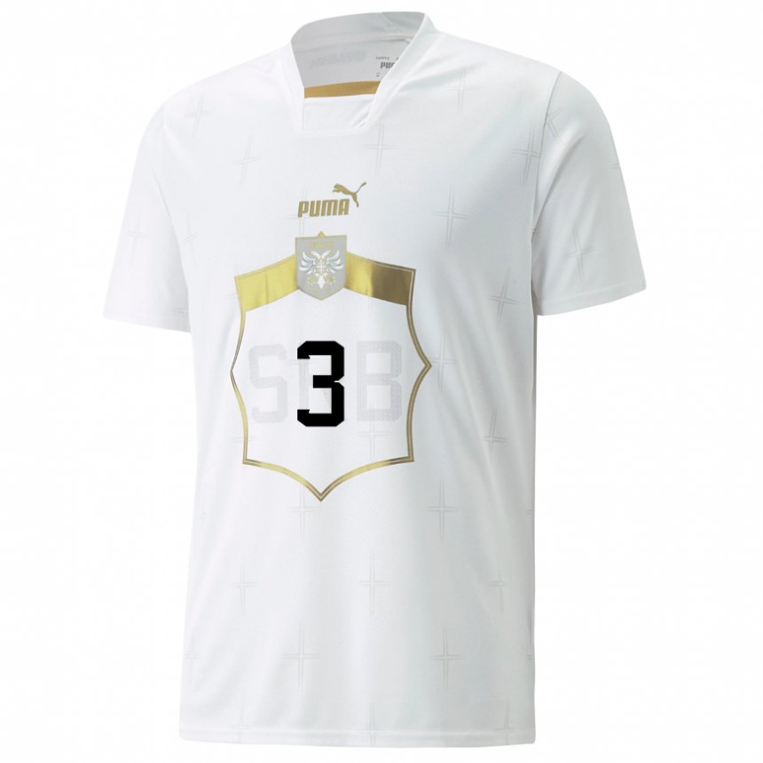 Hombre Camiseta Nemanja Krsmanovic #3 Blanco 2ª Equipación 22-24 La Camisa Argentina