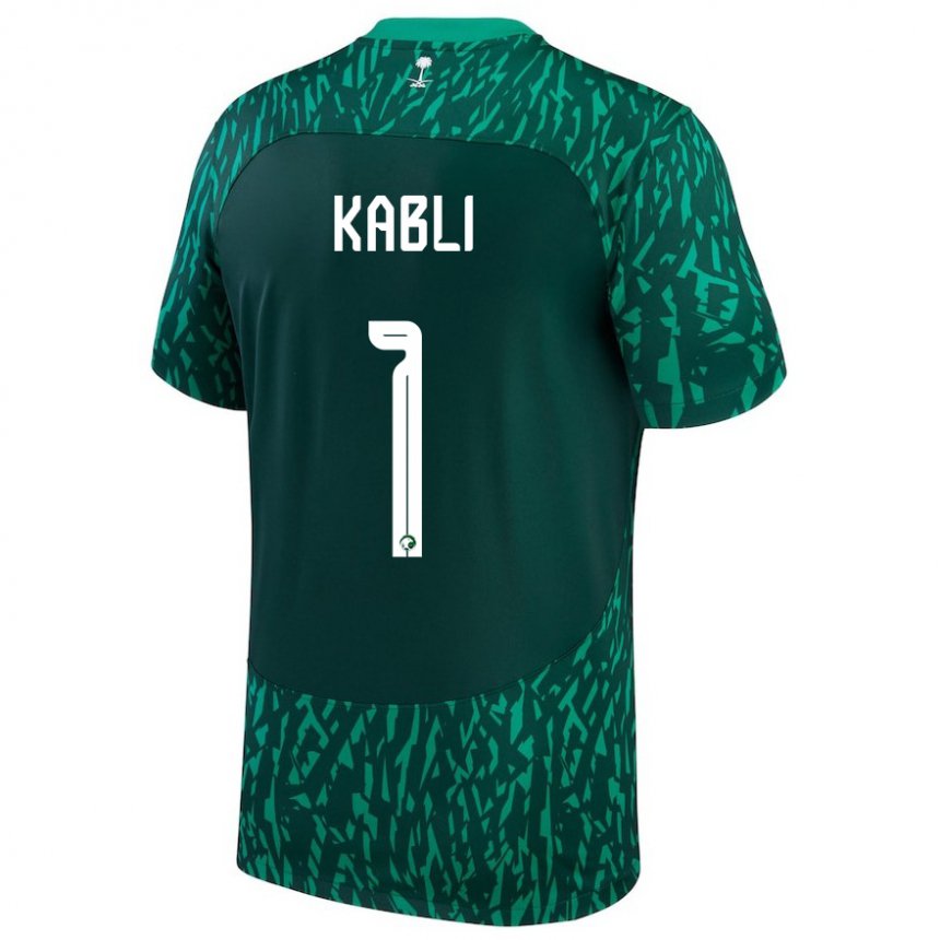 Hombre Camiseta Arabia Saudita Bader Kabli #1 Verde Oscuro 2ª Equipación 22-24 La Camisa Argentina