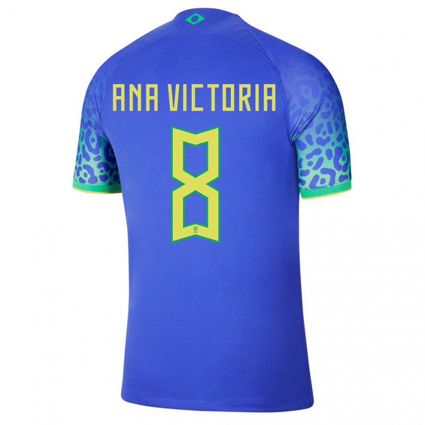 Hombre Camiseta Brasil Ana Victoria #8 Azul 2ª Equipación 22-24 La Camisa  Argentina