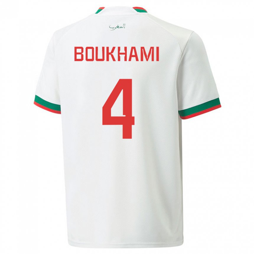 Hombre Camiseta Marruecos Siham Boukhami #4 Blanco 2ª Equipación 22-24 La Camisa Argentina