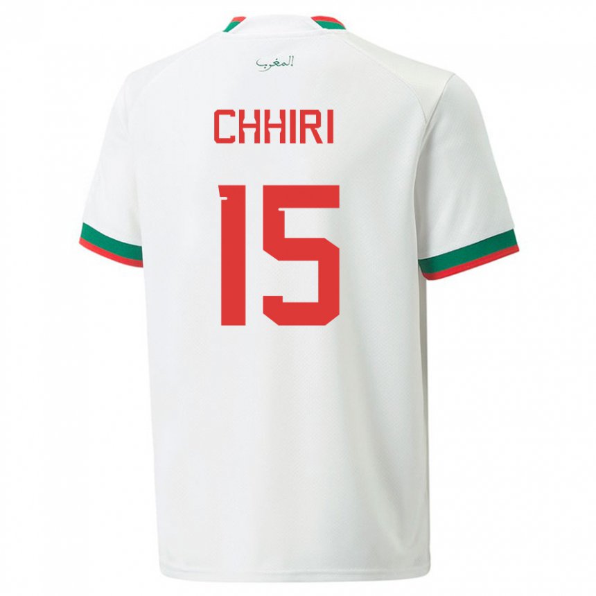 Hombre Camiseta Marruecos Ghizlane Chhiri #15 Blanco 2ª Equipación 22-24 La Camisa Argentina
