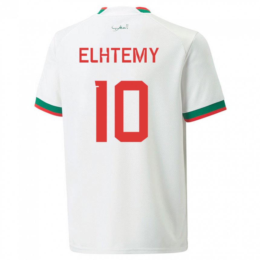 Hombre Camiseta Marruecos Mountassir Elhtemy #10 Blanco 2ª Equipación 22-24 La Camisa Argentina