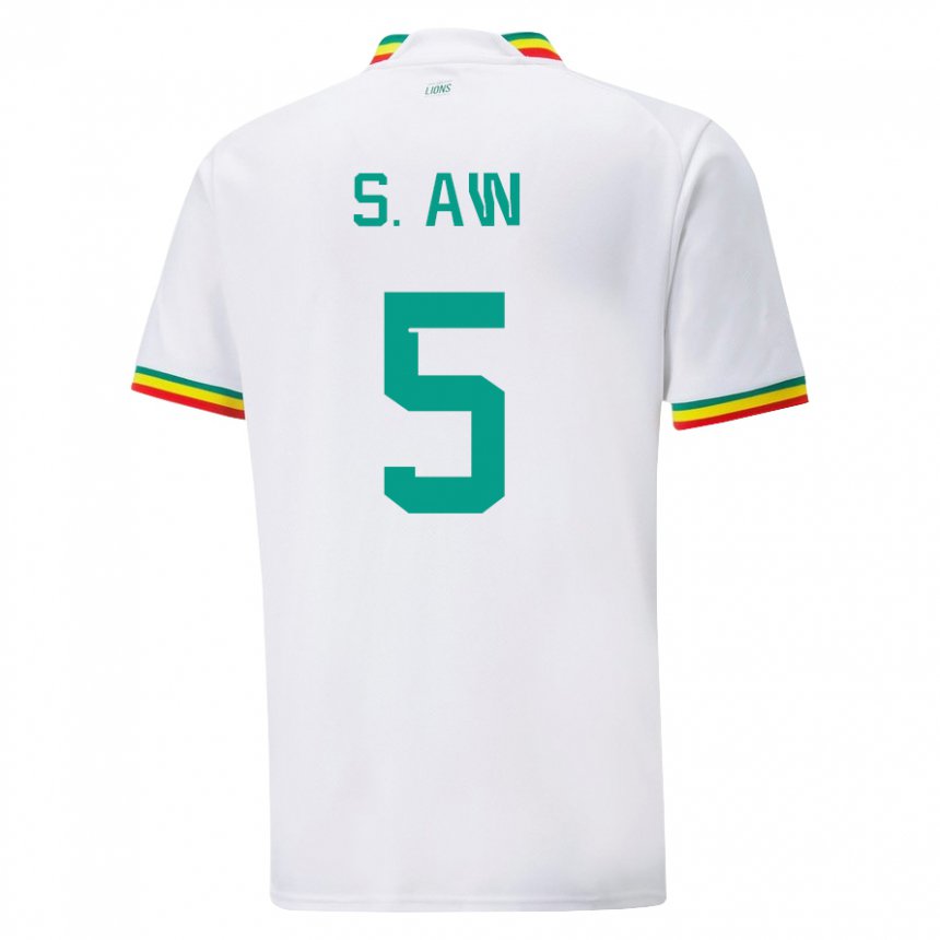 Mujer Camiseta Senegal Souleymane Aw #5 Blanco 1ª Equipación 22-24 La Camisa Argentina