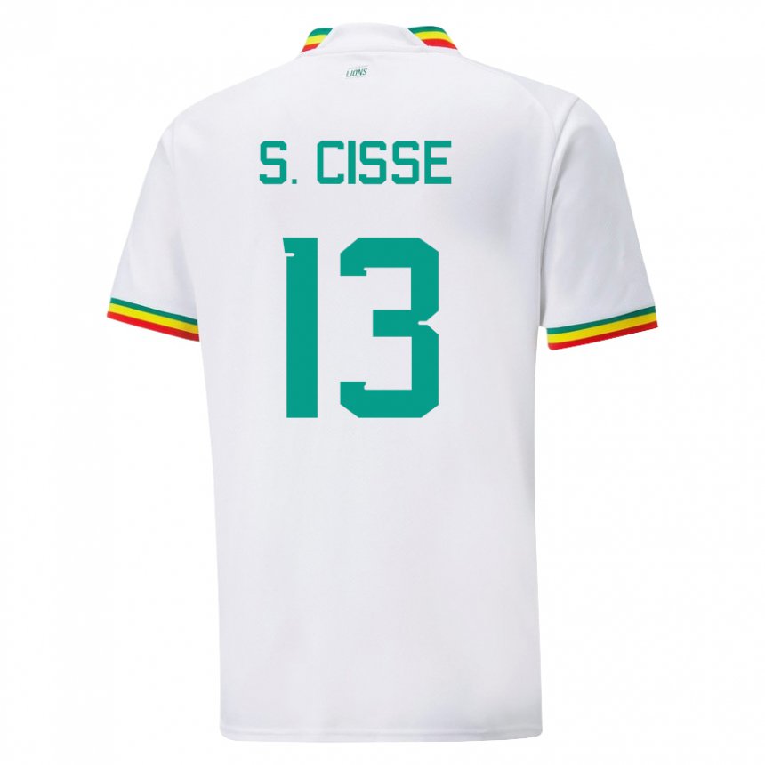 Mujer Camiseta Senegal Souleymane Cisse #13 Blanco 1ª Equipación 22-24 La Camisa Argentina