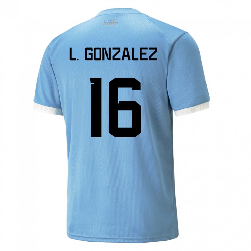 Mujer Camiseta Uruguay Lorena Gonzalez #16 Azul 1ª Equipación 22-24 La Camisa Argentina