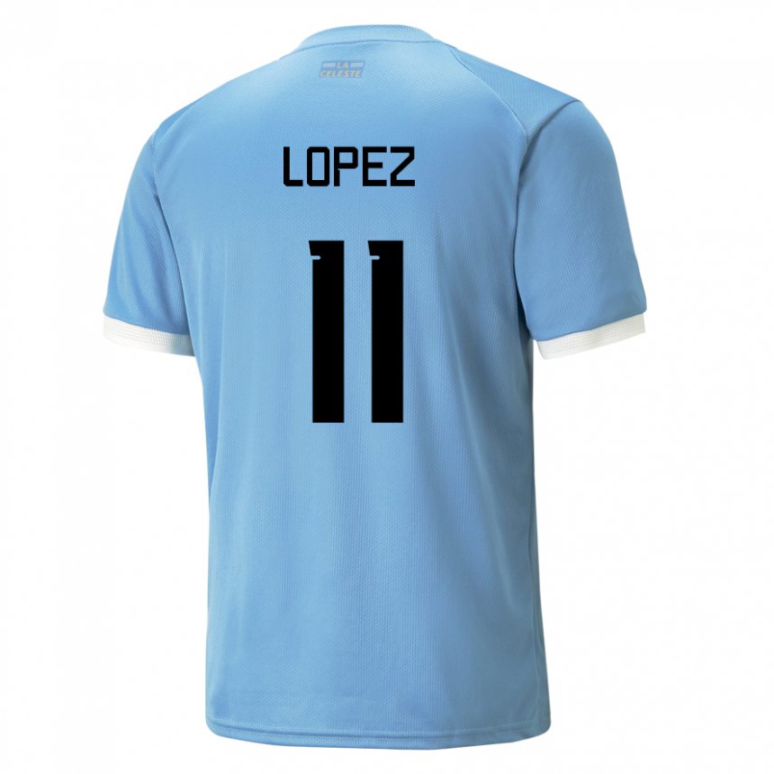 Mujer Camiseta Uruguay Guillermo Lopez #11 Azul 1ª Equipación 22-24 La Camisa Argentina