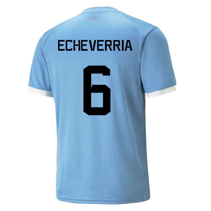 Mujer Camiseta Uruguay Juan Echeverria #6 Azul 1ª Equipación 22-24 La Camisa Argentina