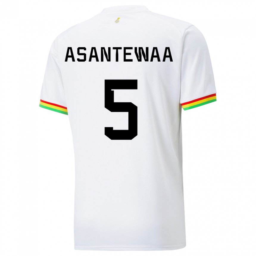 Mujer Camiseta Ghana Grace Asantewaa #5 Blanco 1ª Equipación 22-24 La Camisa Argentina