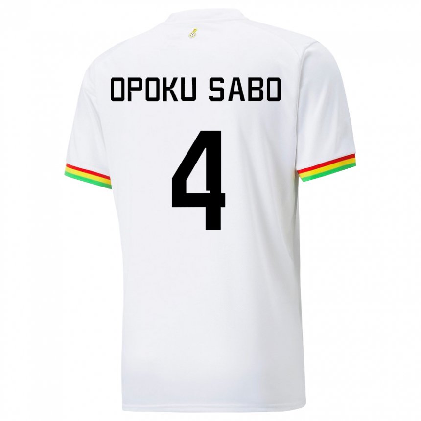 Mujer Camiseta Ghana Alex Opoku Sabo #4 Blanco 1ª Equipación 22-24 La Camisa Argentina