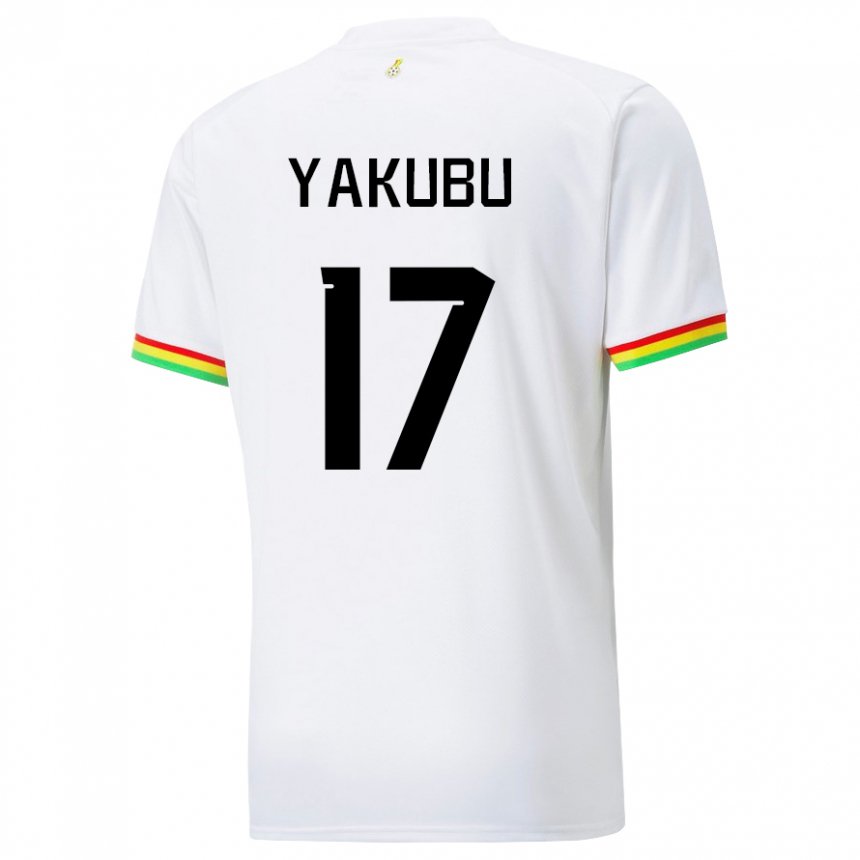 Mujer Camiseta Ghana Mustapha Yakubu #17 Blanco 1ª Equipación 22-24 La Camisa Argentina
