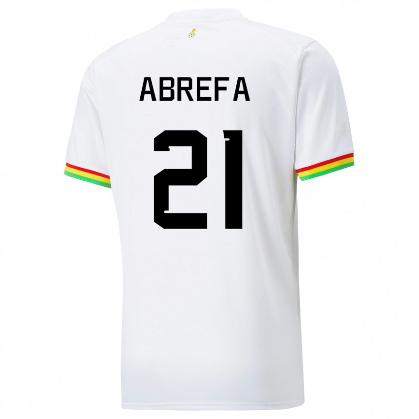 Mujer Camiseta Ghana Kelvin Abrefa #21 Blanco 1ª Equipación 22-24 La Camisa Argentina