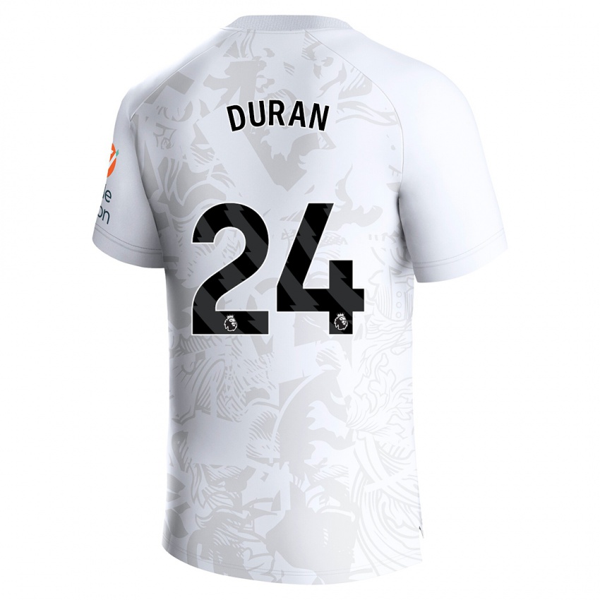 Niño Camiseta Jhon Durán #24 Blanco 2ª Equipación 2023/24 La Camisa Argentina