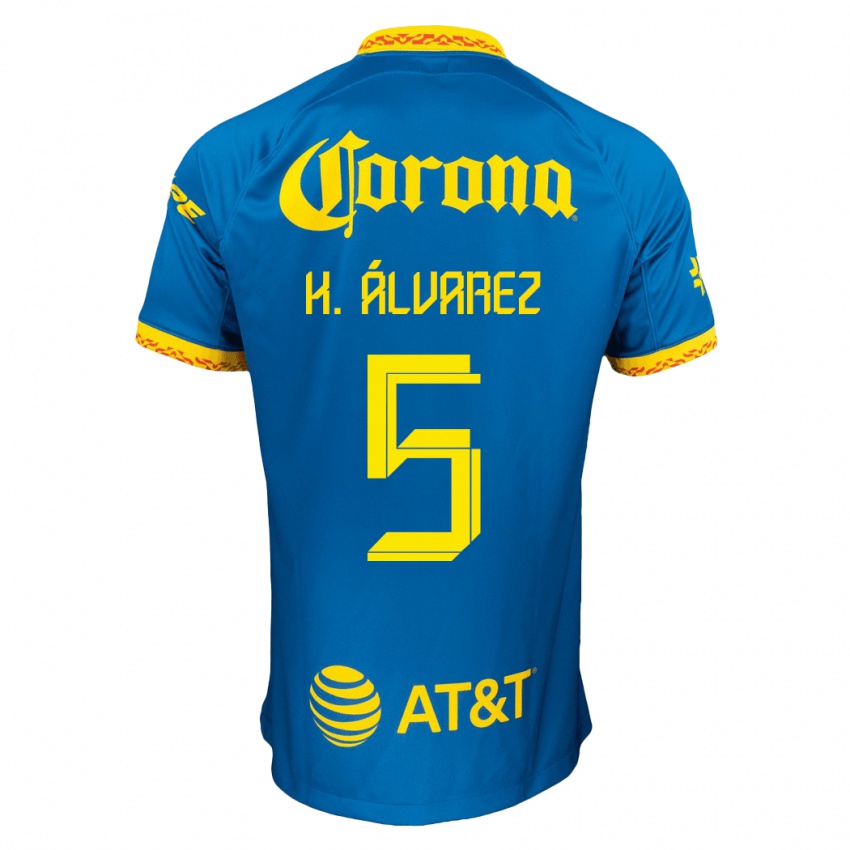 Niño Camiseta Kevin Álvarez #5 Azul 2ª Equipación 2023/24 La Camisa Argentina